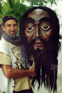 Newman with Black Jesus giant puppet head